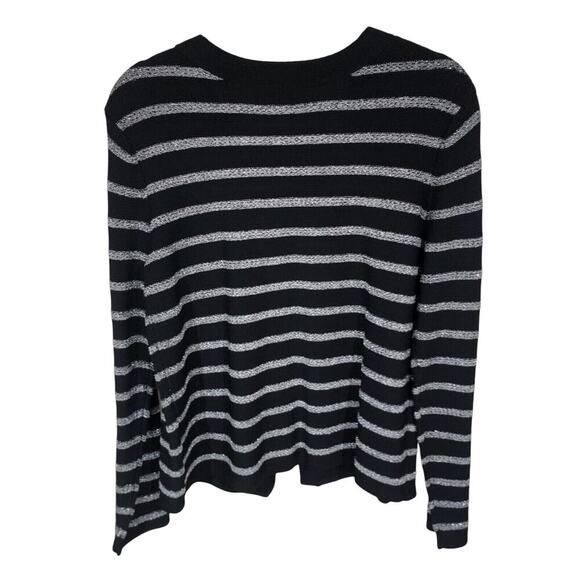 Jones New York Signature Cardigan Womens Large Black Silver Metallic Stripes - Picture 5 of 16